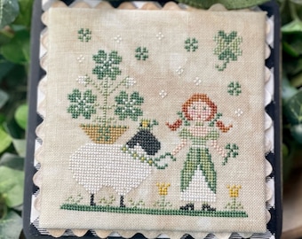 PRE-Order, Counted Cross Stitch, Lucky Ewe, Pillow Ornament, Bowl Filler, St. Patrick's Day, Annie Turner, The Proper Stitcher, PATTERN ONLY