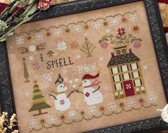 Counted Cross Stitch Pattern, I Smell Snow, Snowflakes, Snowmen, Pansy Patch Quilts and Stitchery, PATTERN ONLY