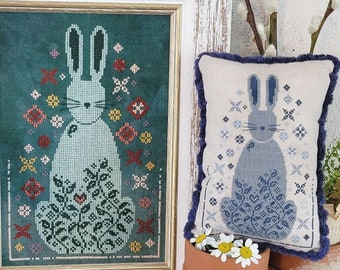 Counted Cross Stitch Pattern, Cottontail, Pillow Ornaments, Bowl Fillers, Floral Motifs, Hello From Liz Mathews, PATTERN ONLY