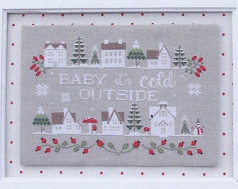 Counted Cross Stitch Pattern, Baby It's Cold Outside, Christmas Decor, Christmas Trees, Snowflakes, Snowman, Madame Chantilly, PATTERN ONLY