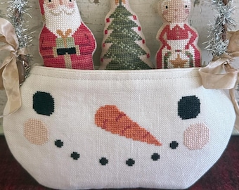 PRE-Order, Counted Cross Stitch Pattern, Frosty Pals, Christmas Decor, Folk Art, Primitive, Teresa Kogut, PATTERN ONLY