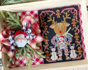 Counted Cross Stitch Pattern, Rudolph & Mr. Claus, Christmas Decor, Gingerbread, Stitching with the Housewives, PATTERN ONLY