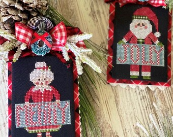 Cross Stitch Pattern, Jolly Claus, Merry Mrs. Claus, Christmas Decor, Santa Claus, Stitching with the Housewives, PATTERN ONLY