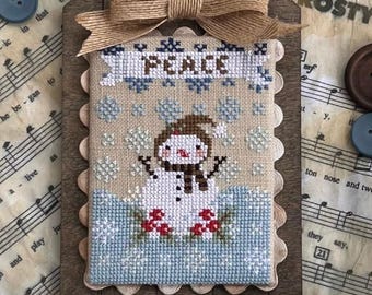 Counted Cross Stitch Pattern, Peaceful Snowman, Pillows Ornaments, Bowl Fillers, Winter Decor, Mug, Annie Beez, PATTERN ONLY