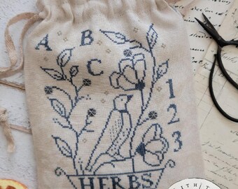 Counted Cross Stitch Pattern, Gardener's Satchel, Garden Decor, Brenda Gervais, PATTERN ONLY