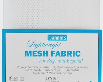 Mesh Fabric, Lightweight, Slight Stretch, Washer and Dryer Safe, Easily Sewn, See Through, For Project Bags, Crafting, By Annie's