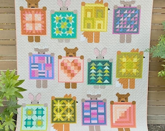 Quilt Pattern, Show and Tell, Forest Friends, Lap Quilt, Wall Hanging, Patchwork Piecing, Elizabeth Hartman, PATTERN ONLY