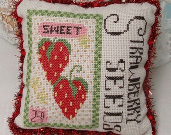 Counted Cross Stitch Pattern, Strawberry Seeds, Sweet Strawberries, Summer Decor, Carolyn Robbins, KiraLyns Needlearts. PATTERN ONLY
