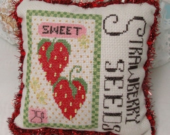 Counted Cross Stitch Pattern, Strawberry Seeds, Sweet Strawberries, Summer Decor, Carolyn Robbins, KiraLyns Needlearts. PATTERN ONLY