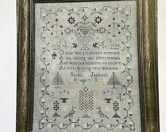 Counted Cross Stitch Pattern, Sarah Jackson, Sampler, Primitive Decor, Antique Reproduction, Inspirational, The Scarlett House, PATTERN ONLY