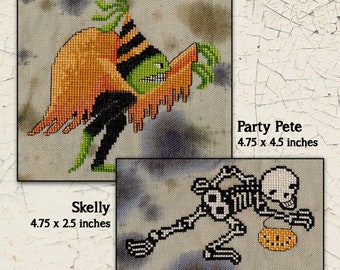 Counted Cross Stitch Pattern, Fabulous Monsters, Halloween Cross Stitch, Skeleton, Pumpkin, Halloween Decor, Teresa Kogut, PATTERN ONLY