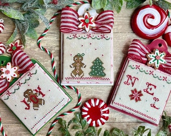 Counted Cross Stitch, The Gingerbread’s Cottage Ornaments Collection, Christmas Decor, Joy, Noel, The Proper Stitcher, PATTERN ONLY