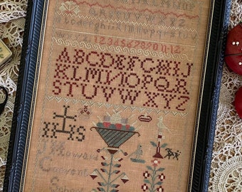Counted Cross Stitch Pattern, Julia Howard, 1850sSampler, Antique Reproduction, Reproduction Sampler, Teresa Kogut, PATTERN Only