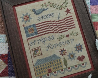 Counted Cross Stitch, Stars and Stripes Forever, Americana, Patriotic, Flag, Farmhouse Decor, Annie Beez Folk Art, PATTERN ONLY