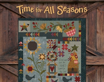 Softcover Book, Time for All Seasons, Seasons Quilt, Quilt Applique, Applique Quilts, Primitive, Rustic Decor, One Sister, Janet Rae Nesbitt