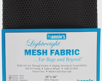 Mesh Fabric, Lightweight, Slight Stretch, Washer and Dryer Safe, Easily Sewn, See Through, For Project Bags, Crafting, By Annie's