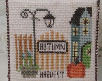 Counted Cross Stitch Pattern, Autumn Harvest Block, Pillow Ornament, Bowl Filler, Autumn Decor, Pumpkin, KiraLyn's Needlearts, PATTERN ONLY