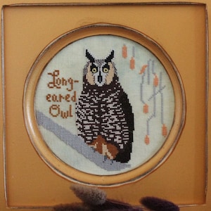 Counted Cross Stitch Pattern, Long Eared Owl, Bird Crush Club, Pillow Ornament, Autumn Decor, Woodland Bird, Lindy Stitches, PATTERN ONLY