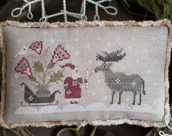 Counted Cross Stitch Pattern, For You, Christmas Decor, Santa, Moose, Candy Cane, Sled, Snowflakes, Plum Street Samplers, PATTERN ONLY