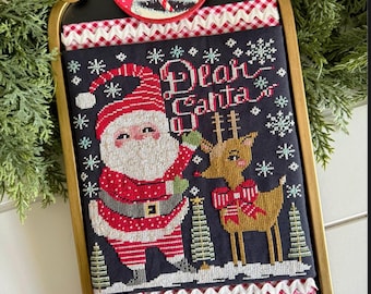 Cross Stitch Pattern, Dear Santa, Christmas Decor, Santa Claus, Rudolph, Kitchen Chalk Series, Stitching with the Housewives, PATTERN ONLY