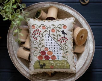 Counted Cross Stitch Pattern, Tomato Hill, Vine Motifs, Pillow Ornament, Bowl Filler, Crow, Plum Street Samplers, PATTERN ONLY