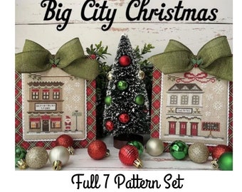 Counted Cross Stitch, Big City Christmas, Full 7 Pattern Set, Department Store, Music Hall, Country Cottage Needleworks, PATTERN SET ONLY