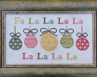PRE-Order, Counted Cross Stitch Pattern, Fa La La, Christmas Decor, Christmas Ornaments, Bows, Hello From Liz Mathews, PATTERN ONLY