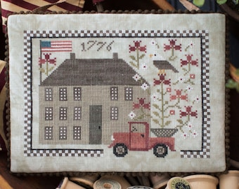 Counted Cross Stitch Pattern, Liberty Lodge, Vintage Truck, Americana, Independence, Flag, Eagle, Plum Street Samplers, PATTERN ONLY