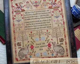 Counted Cross Stitch, Grace Gill 1838, Hymn, Issac Watts Hymn, Lyrics, Religious Sampler, Jesus, Little Robin, PATTERN ONLY