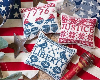 Counted Cross Stitch Pattern, Little Liberties, Patriotic Decor, Americana Decor, 1776, Justice, Liberty, Little Robin Designs, PATTERN ONLY