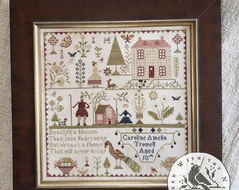 Counted Cross Stitch Pattern, Caroline Amelia Trowell, Reproduction Sampler, Antique Reproduction, Brenda Gervais, PATTERN ONLY