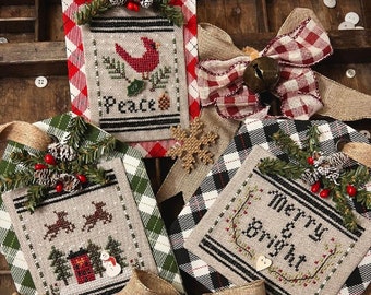 Counted Cross Stitch, Christmas in the Country 4, Gift Tags,  Annie Beez Folk Art , PATTERN ONLY
