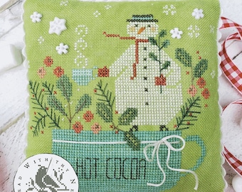 Counted Cross Stitch Pattern, Mr. Marshmallow, Hot Cocoa, Snowman, Hot Chocolate, Cocoa Mug, Brenda Gervais, PATTERN ONLY