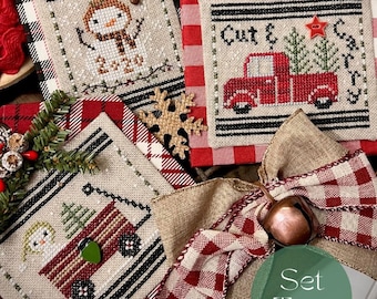 Counted Cross Stitch Pattern, Christmas in the Country 2, Christmas Decor, Pillow Ornaments, Annie Beez Folk Art, PATTERN ONLY