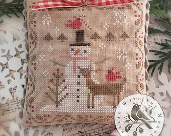 Counted Cross Stitch Pattern, Rudolph & Friends, Christmas Decor, Snowman, Reindeer Winter Decor, Brenda Gervais, PATTERN ONLY