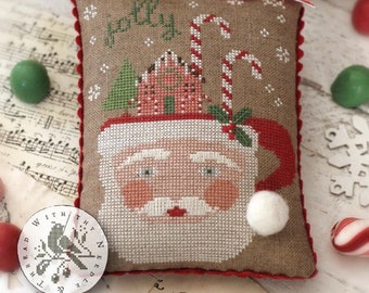 Counted Cross Stitch Pattern, Cup of Christmas Cheer, Christmas Decor, Santa Claus, Santa Mug, Candy Canes, Brenda Gervais, PATTERN ONLY