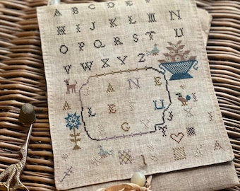 Counted Cross Stitch Pattern, Jane Lefurgy, Thread & Hoop Sewing Bag, Rustic Primitive, Stacy Nash Designs, PATTERN ONLY