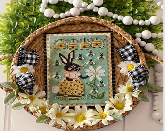 Counted Cross Stitch Pattern, Daisy Mae, Spring Decor, Tulips, Easter Bunny, Daisies, Stitching Housewives, PATTERN ONLY