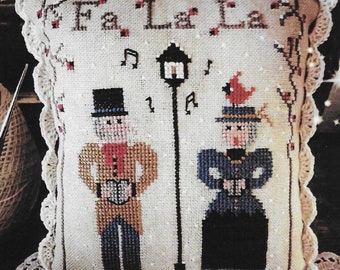 Counted Cross Stitch Pattern, Fa La La, Carolers, Christmas Decor, Caroling, Cardinal, Ornament, Fairy Wool in the Wood, PATTERN ONLY