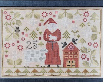 Cross Stitch Pattern, Santa and the Wool Makers, Christmas Decor, Owl, Collaboration, Kathy Barrick, Hello From Liz, PATTERN ONLY
