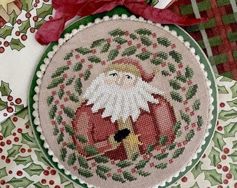 PRE-Order, Counted Cross Stitch Pattern, Santa Wreath Ornament, Christmas Decor, Santa Claus, Teresa Kogut, PATTERN ONLY