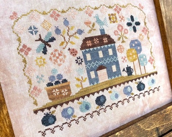 Counted Cross Stitch, House on Blueberry Hill, Summer Decor, Rustic, Birds, Emily Pengelly, Blueberry Ridge Design, PATTERN ONLY