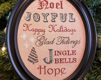 Cross Stitch Pattern, Glad Tidings, Christmas Decor, Joyful, Happy Holidays, Noel, Kimberly Mueller, Willow Hill Samplings, PATTERN ONLY