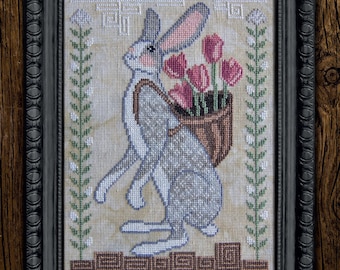 Counted Cross Stitch Pattern, Basketful of Love, Rabbit, A Time For All Seasons, Cottage Garden Samplings , PATTERN ONLY