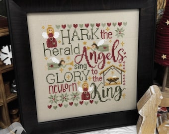 Counted Cross Stitch Pattern, Hark the Herald, Christmas Decor, Holiday, Primrose Cottage Stitches, PATTERN ONLY