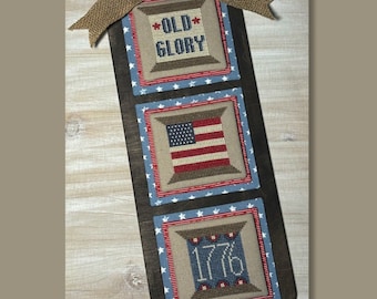 Counted Cross Stitch Pattern, Patriotic Spool Trio, Tuck Pillow, American Decor, Spools, Old Glory, Crafty Bluebonnet Designs, Pattern ONLY