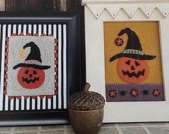 Punch Needle Pattern, Wool Applique Pattern, Happy Jack, Halloween Decor, Pillow Ornaments, Moon, Under the Garden Moon, PATTERN ONLY