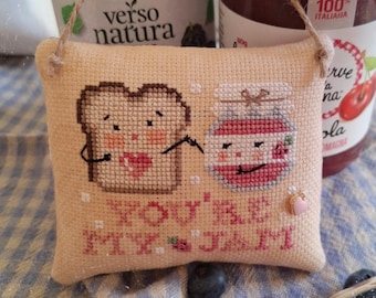Counted Cross Stitch Pattern Kit, You're My Jam, Pillow Ornament, Bowl Filler, Kitchen Decor, Fairy Wool in the Wood, PATTERN KIT ONLY