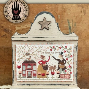 Counted Cross Stitch Pattern, A Time to Sow, Folk Art, Primitive, Early American Folk Art, Teresa Kogut, PATTERN ONLY