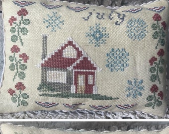 Counted Cross Stitch Pattern, Cottage Series, Monthly Cottage Series, Pillow Ornaments, From the Heart NeedleArt, PATTERN ONLY